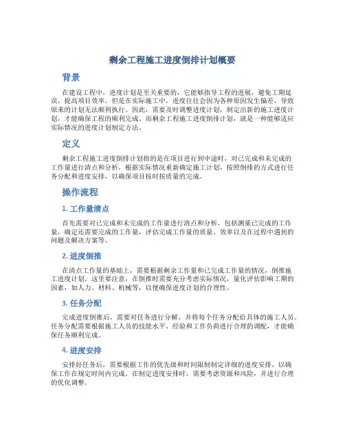 剩余工程施工进度倒排计划概要