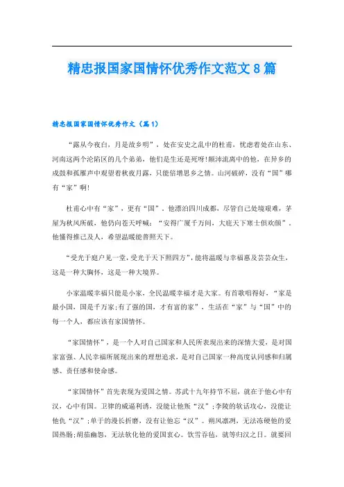 精忠报国家国情怀优秀作文范文8篇