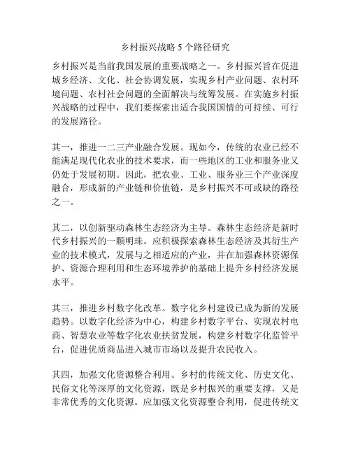 乡村振兴战略5个路径研究