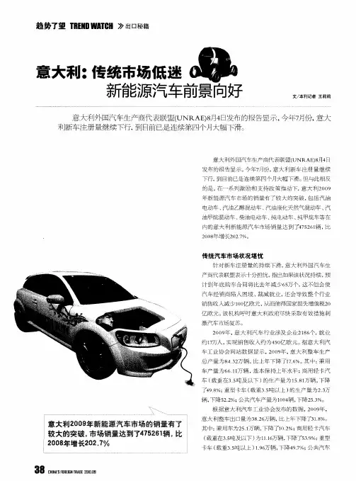 意大利：传统市场低迷  新能源汽车前景向好