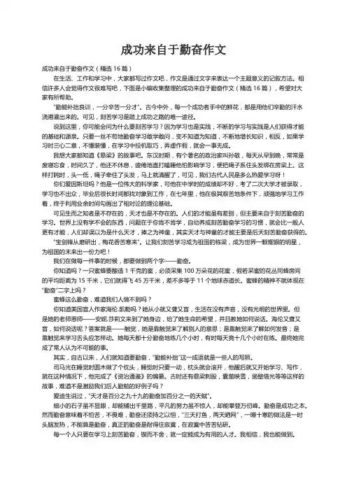 成功来自于勤奋作文（精选16篇）