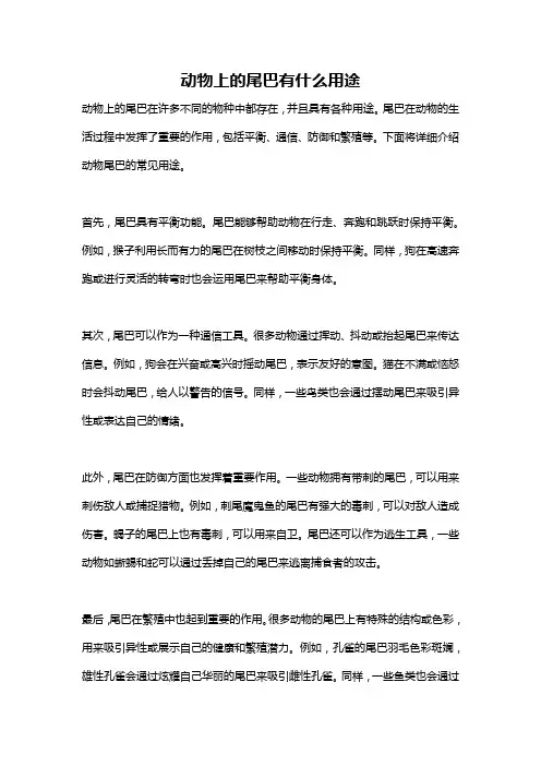动物上的尾巴有什么用途