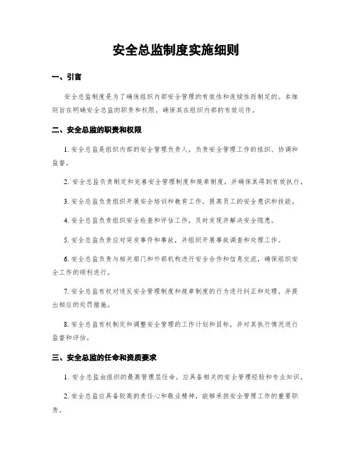 安全总监制度实施细则