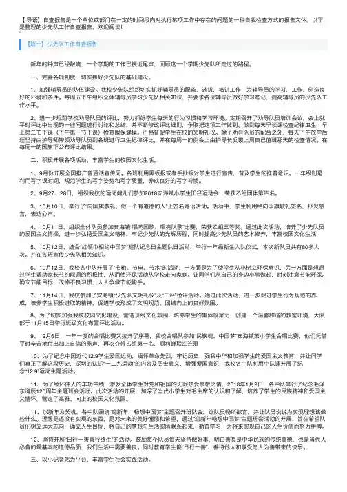 少先队工作自查报告