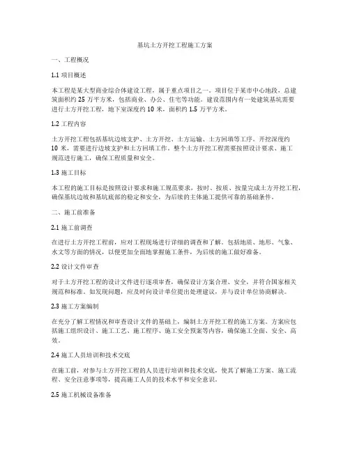 基坑土方开挖工程施工方案