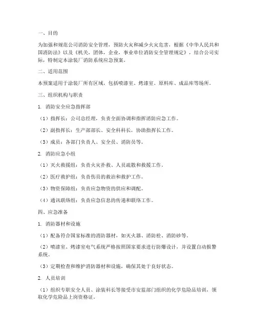 涂装厂消防系统应急预案