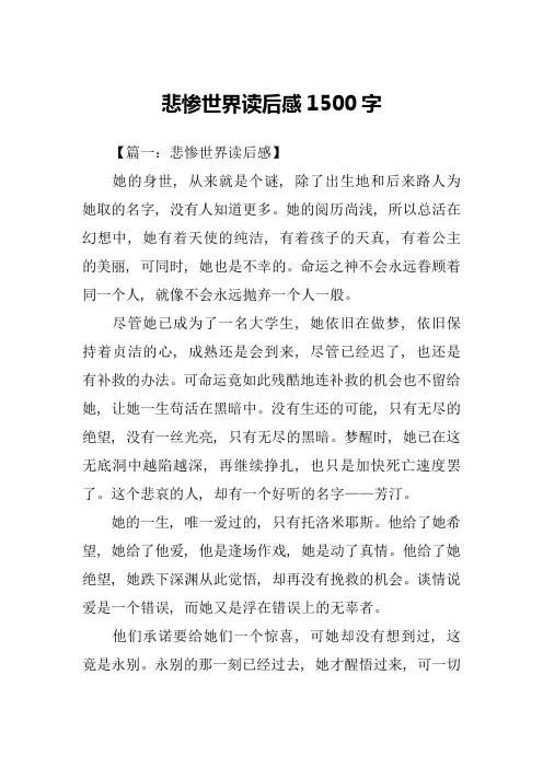 悲惨世界读后感1500字