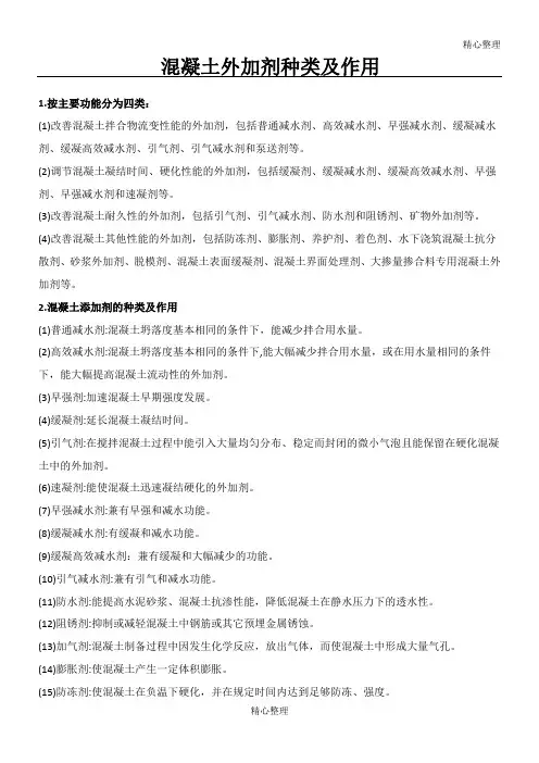 混凝土外加剂种类及作用