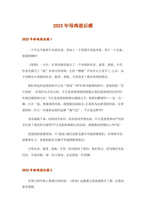 2023年母鸡读后感_4
