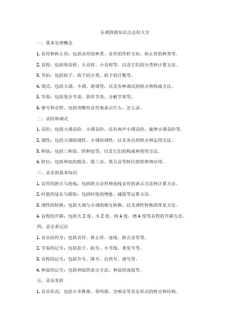 乐理四级知识点总结大全