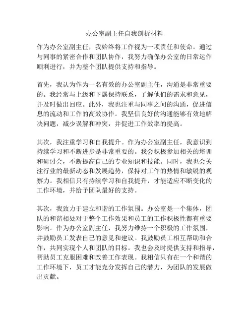 办公室副主任自我剖析材料