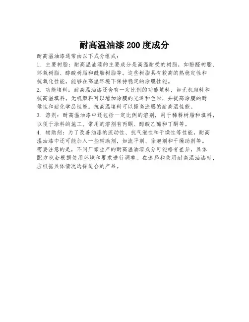 耐高温油漆200度成分