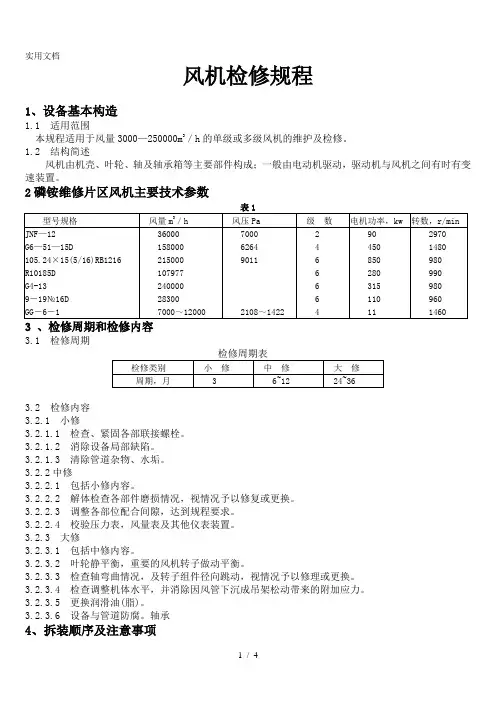风机维护检修规程