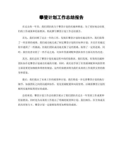 攀登计划工作总结报告