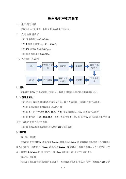 南京理工大学-《光电子与微电子技术综合实验》教案-光电池生产实习教案
