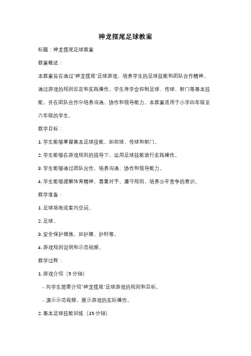 神龙摆尾足球教案