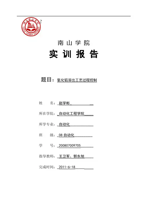 溶出车间工作过程及原理