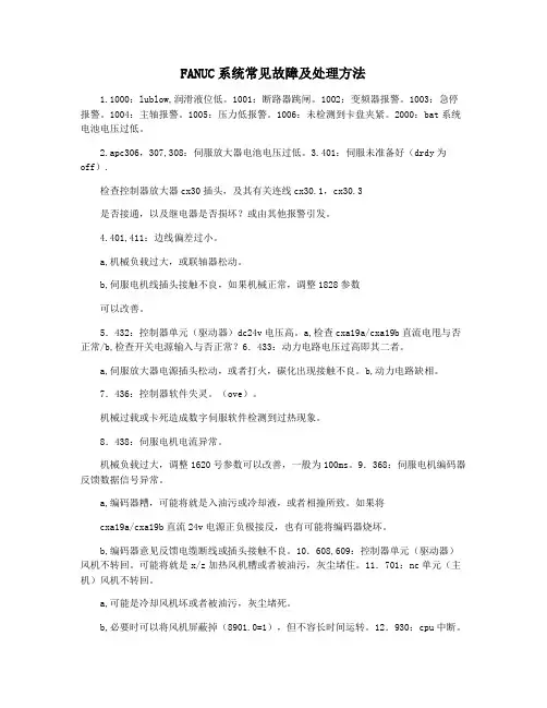 FANUC系统常见故障及处理方法