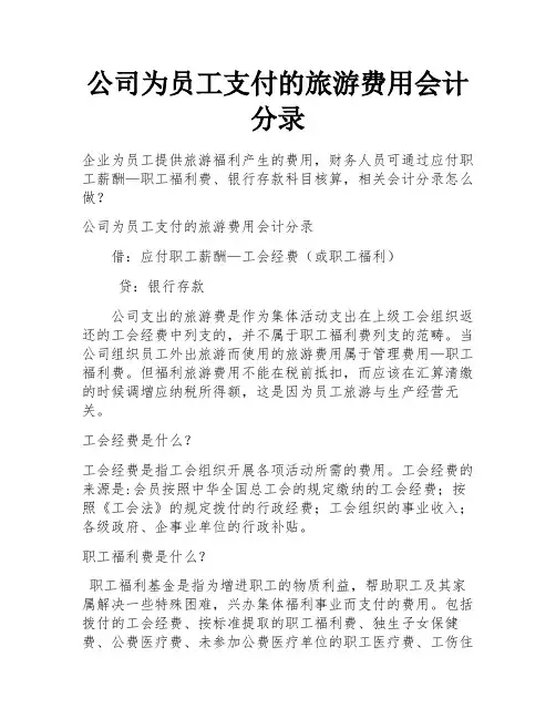 公司为员工支付的旅游费用会计分录 
