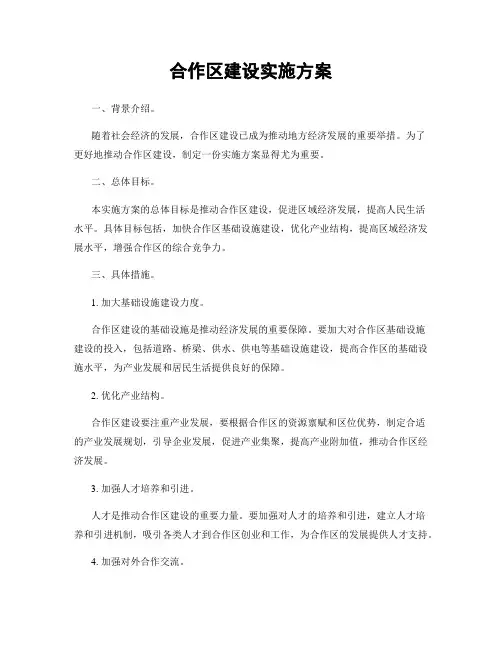 合作区建设实施方案