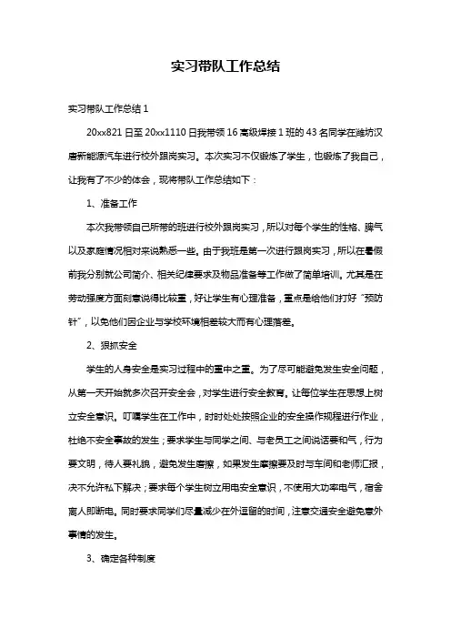 实习带队工作总结