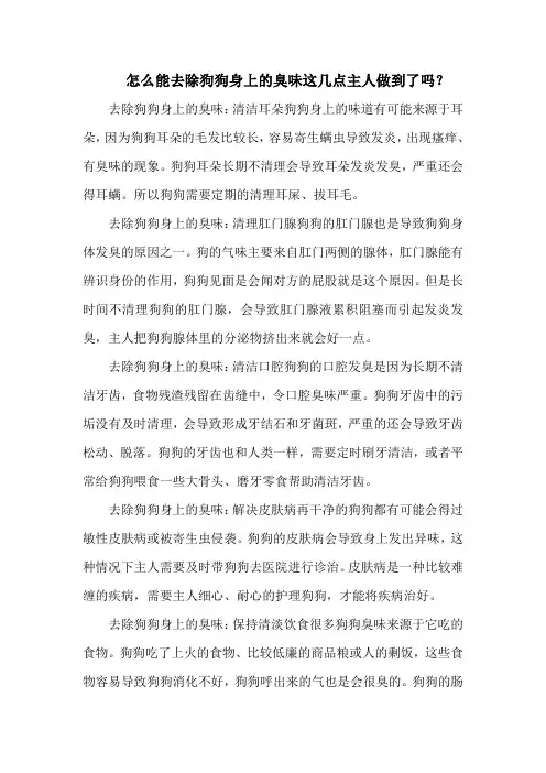 怎么能去除狗狗身上的臭味这几点主人做到了吗?