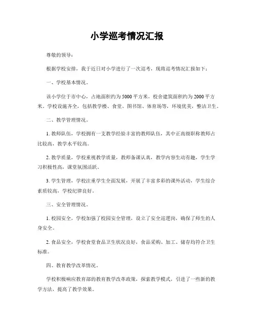 小学巡考情况汇报