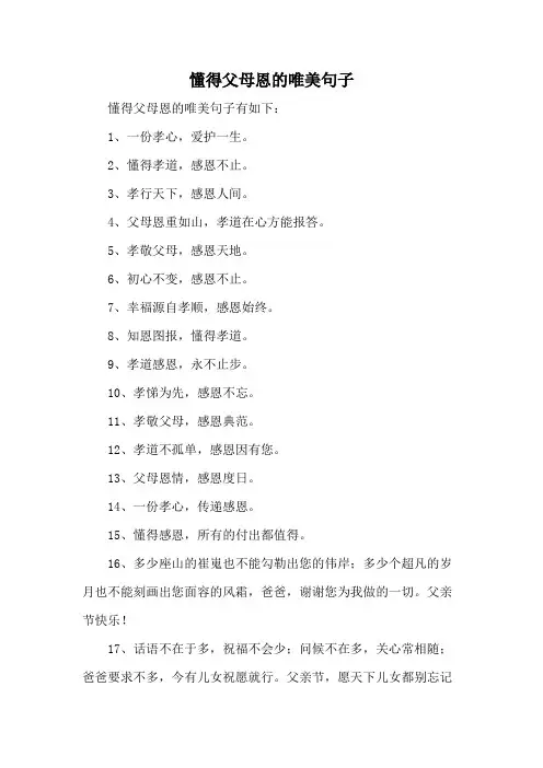 懂得父母恩的唯美句子