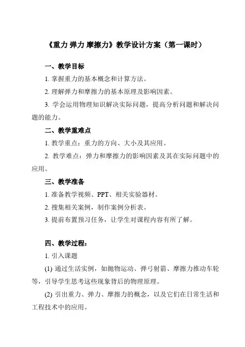《主题一 第一节 重力 弹力 摩擦力》教学设计教学反思