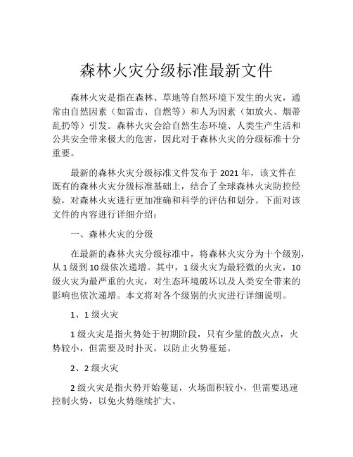 森林火灾分级标准最新文件
