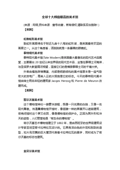 全球十大颜值最高的美术馆