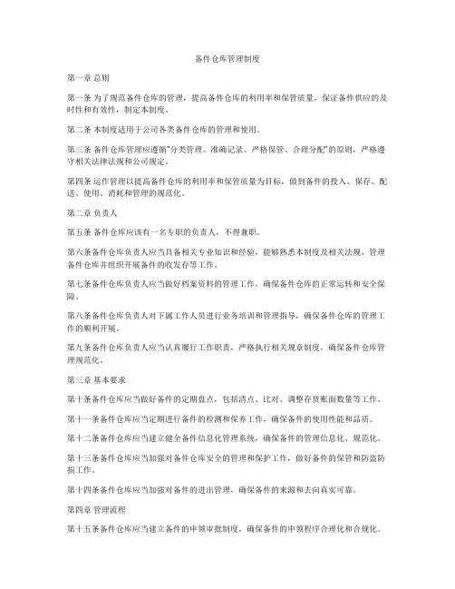 备件仓库管理制度