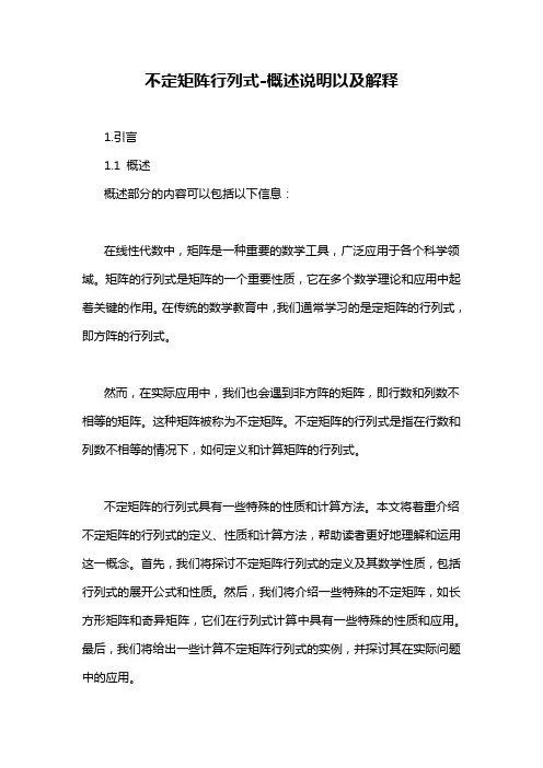 不定矩阵行列式-概述说明以及解释