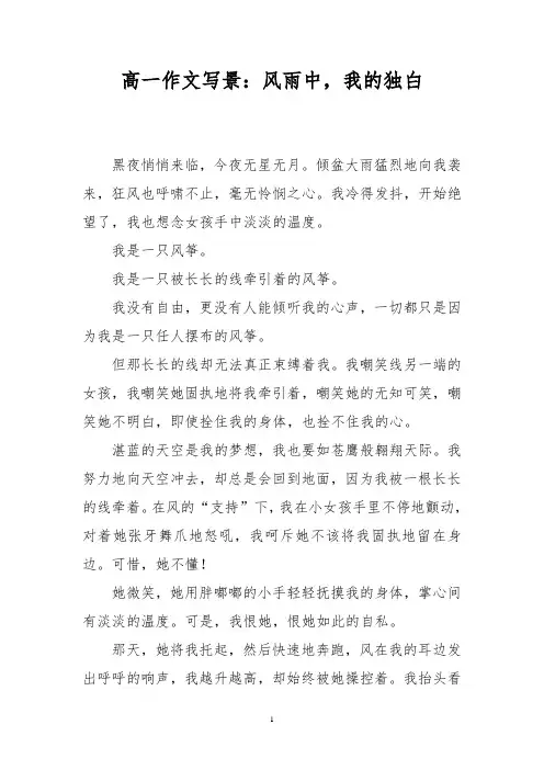 高一作文写景：风雨中,我的独白