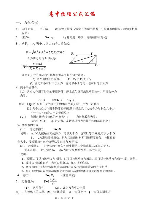 高中物理公式大全(新版)