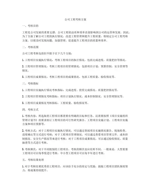公司工程考核方案
