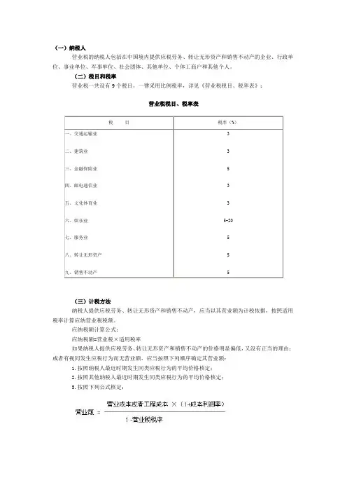 2011年最新营业税详情