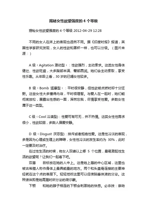揭秘女性欲望强度的4个等级