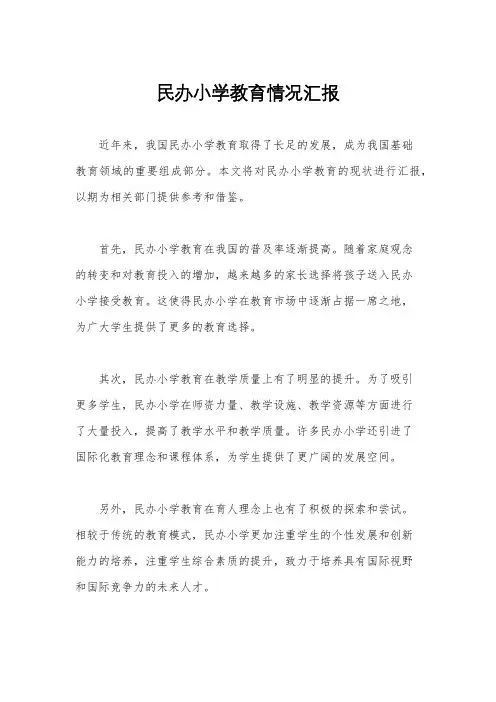 民办小学教育情况汇报