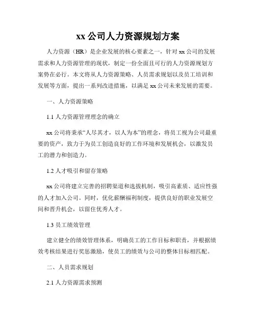 xx公司人力资源规划方案