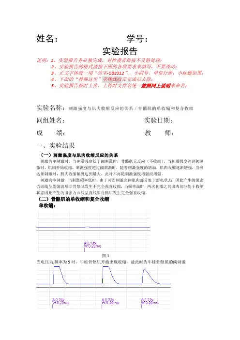 骨骼肌的单收缩和复合收缩