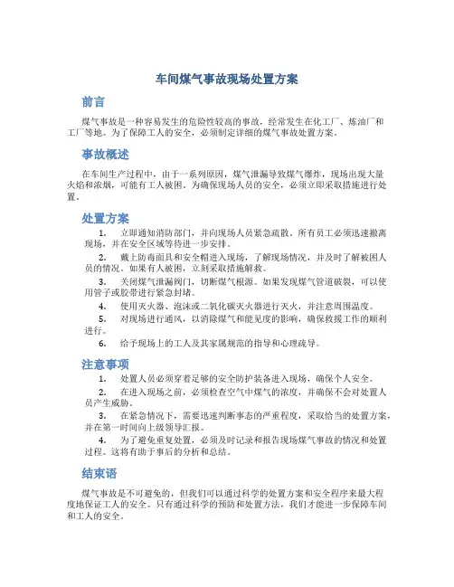 车间煤气事故现场处置方案