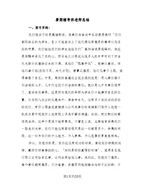暑期辅导班老师总结(7篇)