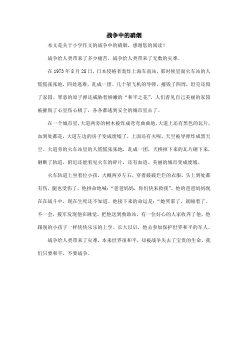 战争中的硝烟_小学作文