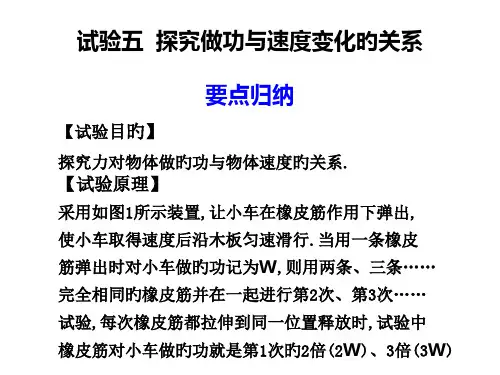实验五探究做功与速度变化的关系要点归纳实验目的探究