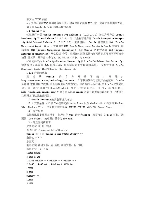 第1章Oracle10g安装卸载与使用环境文库
