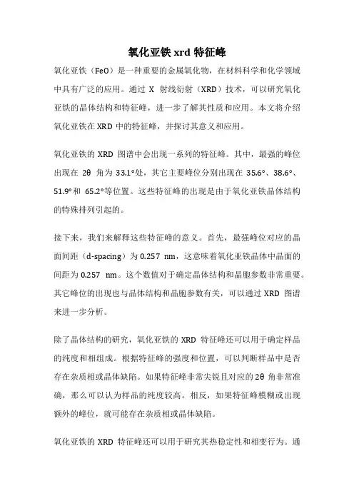 氧化亚铁xrd特征峰