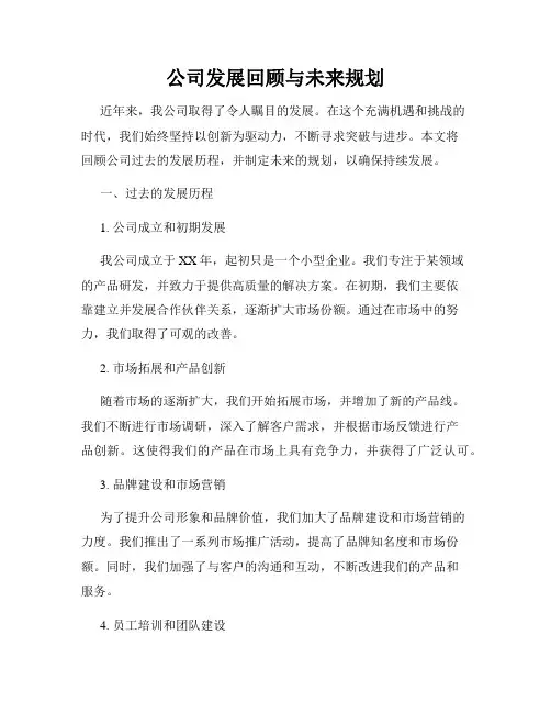 公司发展回顾与未来规划
