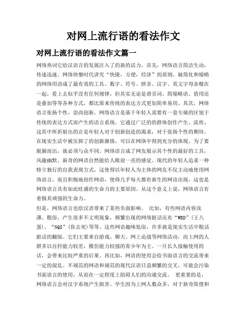 对网上流行语的看法作文