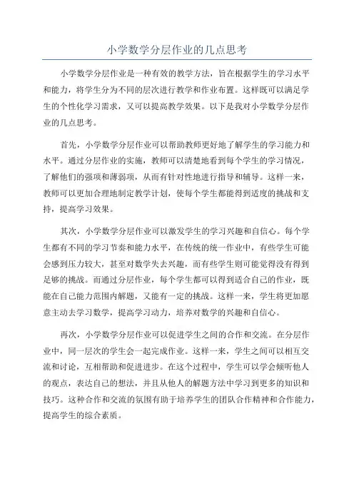 小学数学分层作业的几点思考